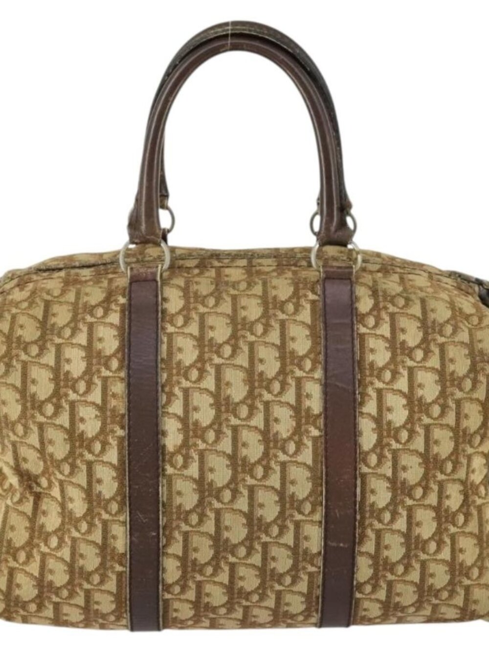 Christian Dior Trotter Canvas Boston Bag Beige Gold Auth 154736 - Picture 3 of 16